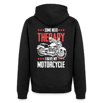 Moto thérapie énonciation drôle - Veste à capuche bio Premium Unisexe - noir - Dos - Nico (187cm)
