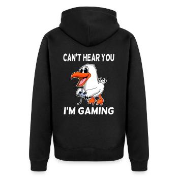 Je ne peux pas t'entendre, je suis un cadeau de mouette de jeu Seagull - Veste à capuche bio Premium Unisexe - noir - Dos - Nico (187cm)