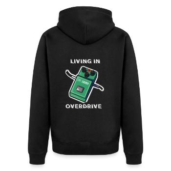 Rock E-Gitarre-Effekt "Living in OD" - Unisex Premium Bio Zip Hoodie - Schwarz - Hinten - Nico (187cm)