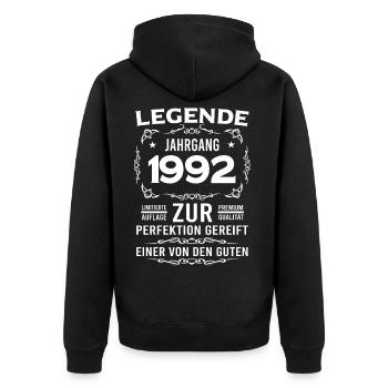 Legende 1992 Geburtstag Geschenkidee - Unisex Premium Bio Zip Hoodie - Schwarz - Hinten - Nico (187cm)