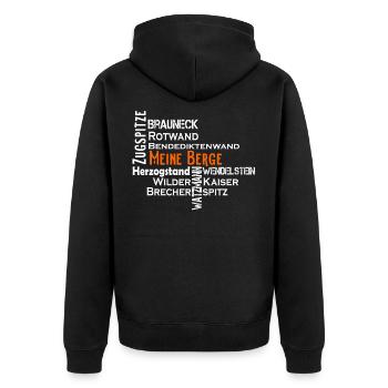 Berge - Unisex Premium Bio Zip Hoodie - Schwarz - Hinten - Nico (187cm)
