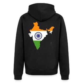 Carte idée cadeau drapeau Inde - Veste à capuche bio Premium Unisexe - noir - Dos - Nico (187cm)