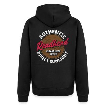 Rote Haare Sonnenlicht - Unisex Premium Bio Zip Hoodie - Schwarz - Hinten - Nico (187cm)