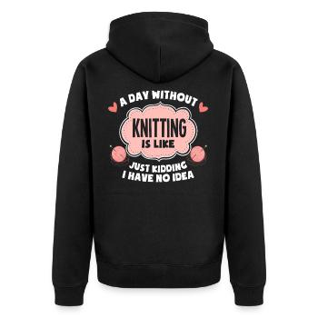 knit - Unisex Premium Organic Zip Hoodie - black - Back - Nico (187cm)