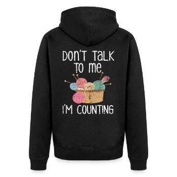 Stricken Zählen - Unisex Premium Bio Zip Hoodie - Schwarz - Hinten - Nico (187cm)