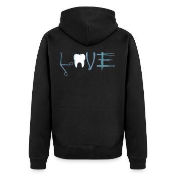 Zahnarzt Zahnmedizin - Unisex Premium Bio Zip Hoodie - Schwarz - Hinten - Nico (187cm)
