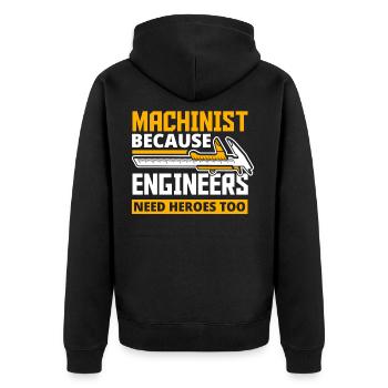 Stolzer Maschinist - Unisex Premium Bio Zip Hoodie - Schwarz - Hinten - Nico (187cm)