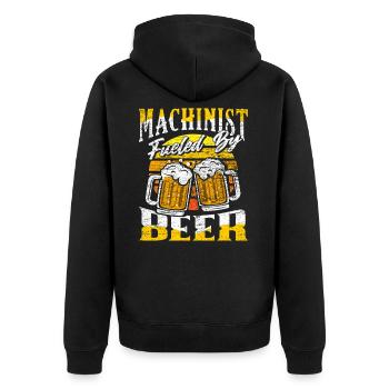 Machinist beer - Unisex Premium Organic Zip Hoodie - black - Back - Nico (187cm)
