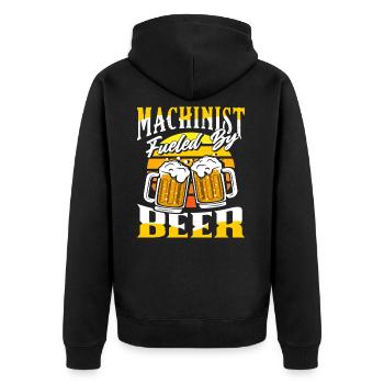 Maschinist Bierliebhaber - Unisex Premium Bio Zip Hoodie - Schwarz - Hinten - Nico (187cm)
