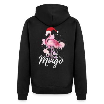 Fa La La La La Mingo Funny Christmas Flamingo Cute - Unisex Premium Organic Zip Hoodie - black - Back - Nico (187cm)