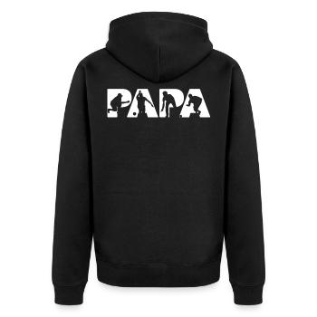 Boccia Papa Shirt, Papa Boccia Vater Geschenke für Männer - Unisex Premium Bio Zip Hoodie - Schwarz - Hinten - Nico (187cm)