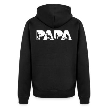 Chemise de papa de pêche, cadeaux de mari de pêche pour hommes - Veste à capuche bio Premium Unisexe - noir - Dos - Nico (187cm)