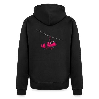 Tragschrauber Gyrocopter 1649 - Unisex Premium Bio Zip Hoodie - Schwarz - Hinten - Nico (187cm)