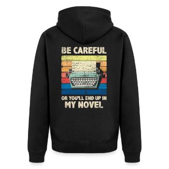 Author retro typewriter - Unisex Premium Organic Zip Hoodie - black - Back - Nico (187cm)