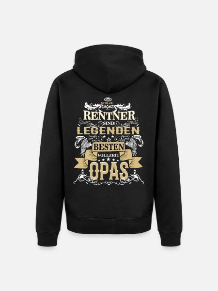 Bester Vollzeit Opa und Rentner Legende - Unisex Premium Bio Zip Hoodie - Schwarz