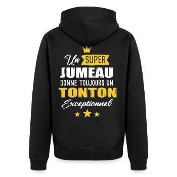 Frère jumeau cadeau drôle naissance futur tonton - Veste à capuche bio Premium Unisexe - noir - Dos - Nico (187cm)