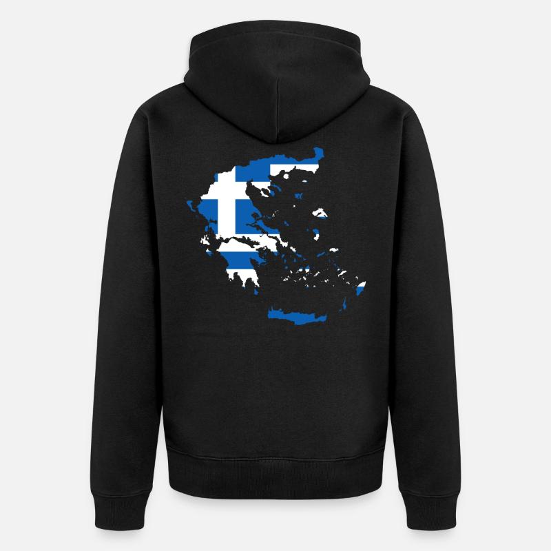 Carte idée cadeau drapeau Grèce - Veste à capuche bio Premium Unisexe - noir