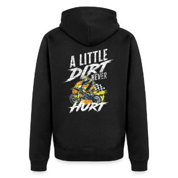 Funny motocross dirt mud - Unisex Premium Organic Zip Hoodie - black - Back - Nico (187cm)
