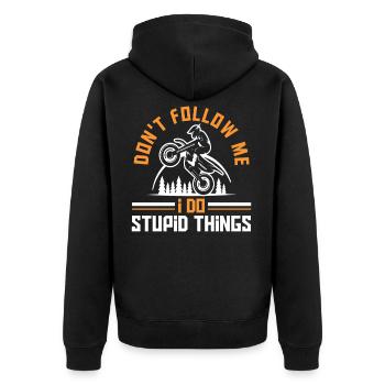 Motocross Folge Mir Nicht Motocrossfahrer Geschenk - Unisex Premium Bio Zip Hoodie - Schwarz - Hinten - Nico (187cm)