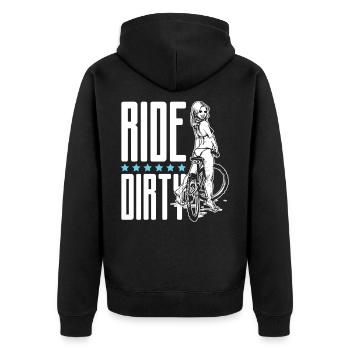 Ride dirty cycling bike - Unisex Premium Organic Zip Hoodie - black - Back - Nico (187cm)