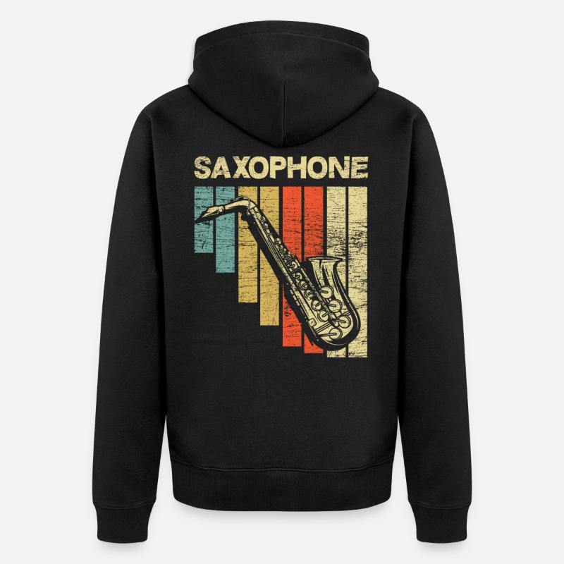 Saxophone rétro - Veste à capuche bio Premium Unisexe - noir