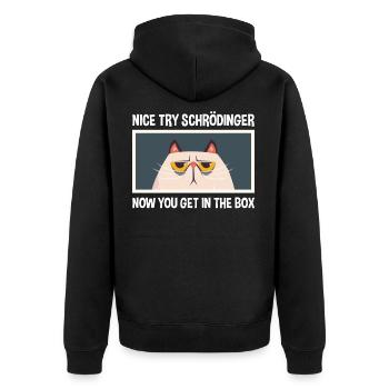 Netter Versuch Schrödinger Physik Physiker - Unisex Premium Bio Zip Hoodie - Schwarz - Hinten - Nico (187cm)