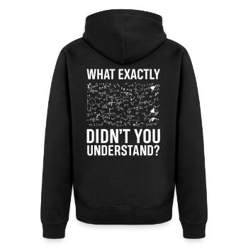 Was hast du Nicht verstanden Physik - Unisex Premium Bio Zip Hoodie - Schwarz - Hinten - Nico (187cm)