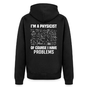 Physics math formulas study - Unisex Premium Organic Zip Hoodie - black - Back - Nico (187cm)