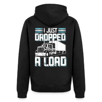 Trucker Truck spruch - Unisex Premium Bio Zip Hoodie - Schwarz - Hinten - Nico (187cm)