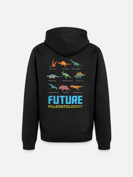 Dinosaur paleontology paleontologist child - Unisex Premium Organic Zip Hoodie - black