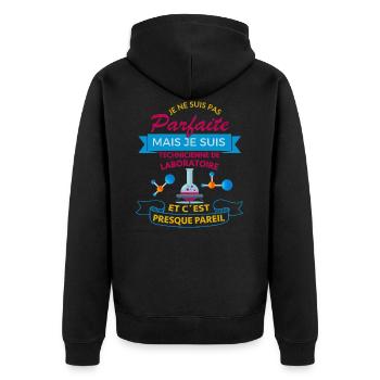 Technicienne de laboratoire parfaite shirt cadeau - Veste à capuche bio Premium Unisexe - noir - Dos - Nico (187cm)