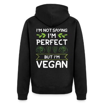 Vegan Veganer - Unisex Premium Bio Zip Hoodie - Schwarz - Hinten - Nico (187cm)