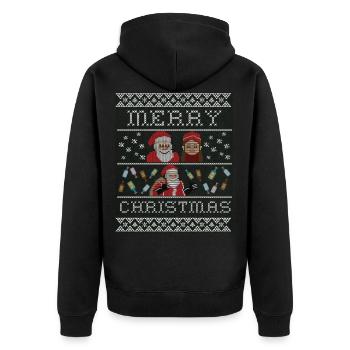 Weihnachten Weihnachten Weihnachten Weihnachten - Unisex Premium Bio Zip Hoodie - Schwarz - Hinten - Nico (187cm)