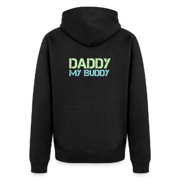Daddy my Buddy Vater Sohn Tochter Geschenkidee - Unisex Premium Bio Zip Hoodie - Schwarz - Hinten - Nico (187cm)