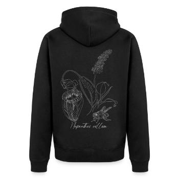 Nepenthes villosa - Unisex Premium Bio Zip Hoodie - Schwarz - Hinten - Nico (187cm)