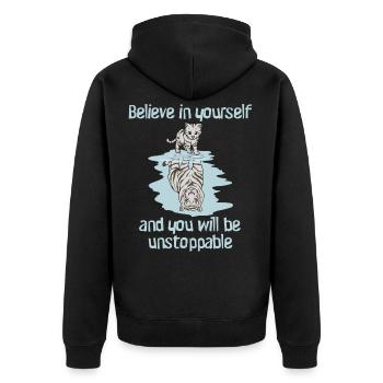 Vision chat mignon tigre du Bengale Croyez en vous - Veste à capuche bio Premium Unisexe - noir - Dos - Nico (187cm)