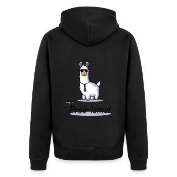 funny lama no prob lama cartoon design - Unisex Premium Organic Zip Hoodie - black - Back - Nico (187cm)