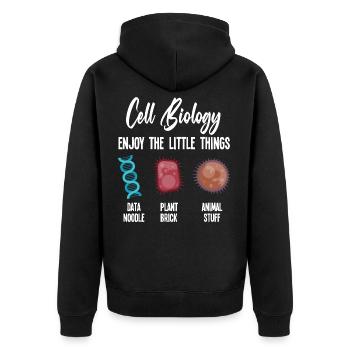 La biologie Profite des petites choses - Veste à capuche bio Premium Unisexe - noir - Dos - Nico (187cm)