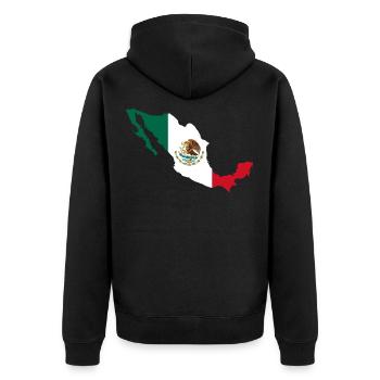 Mexiko Flagge Landkarte Fahne - Unisex Premium Bio Zip Hoodie - Schwarz - Hinten - Nico (187cm)
