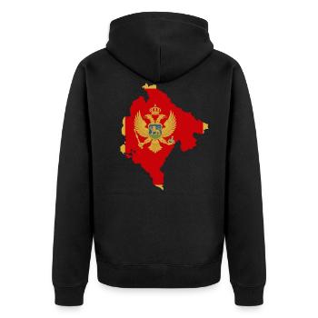 Montenegro Flagge Landkarte Fahne - Unisex Premium Bio Zip Hoodie - Schwarz - Hinten - Nico (187cm)
