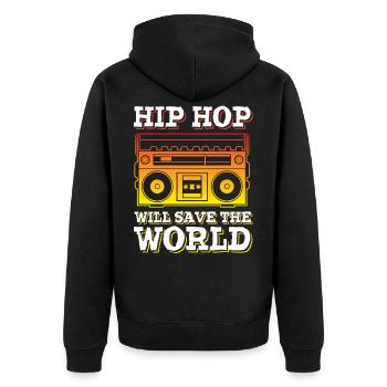Ghettoblaster Hip Hop - Unisex Premium Bio Zip Hoodie - Schwarz - Hinten - Nico (187cm)