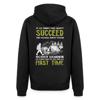 Scout leader - Unisex Premium Organic Zip Hoodie - black - Back - Nico (187cm)