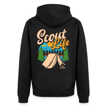 Scouts Nature Tent Tents Gift - Unisex Premium Organic Zip Hoodie - black - Back - Nico (187cm)