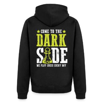 Schachspiel schach - Unisex Premium Bio Zip Hoodie - Schwarz - Hinten - Nico (187cm)