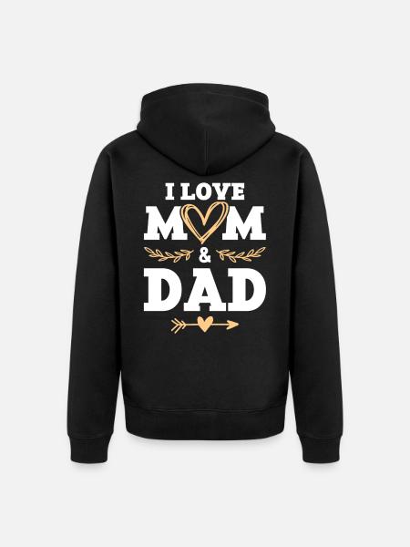 J'aime maman et papa - Veste à capuche bio Premium Unisexe - noir