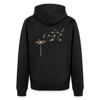 Wein Pusteblume - Unisex Premium Bio Zip Hoodie - Schwarz - Hinten - Nico (187cm)