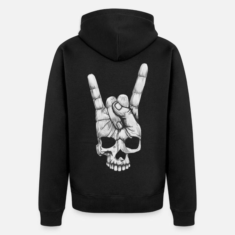 Rock sur la main-crâne - Veste à capuche bio Premium Unisexe - noir
