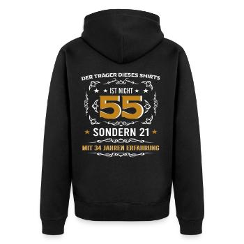 Lustige Geschenkidee für Großeltern zum 55.Bday - Unisex Premium Bio Zip Hoodie - Schwarz - Hinten - Nico (187cm)