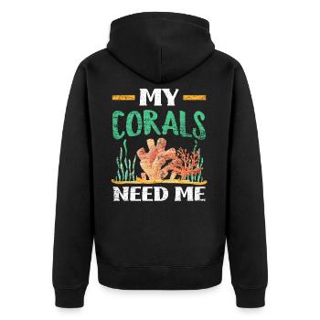 Aquarium Korallen - Unisex Premium Bio Zip Hoodie - Schwarz - Hinten - Nico (187cm)