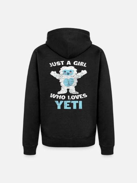 Bigfoot Mädchen Yeti - Unisex Premium Bio Zip Hoodie - Schwarz